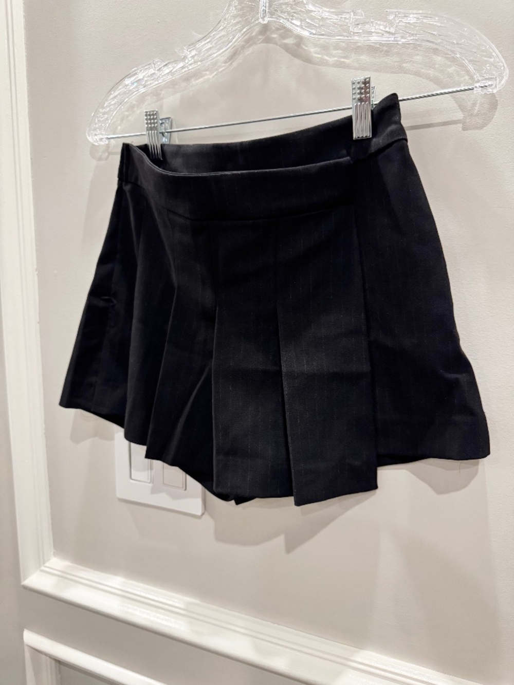 NWT Zara Black Pleated Asymmetric Wrap Skort Shorts Size XS